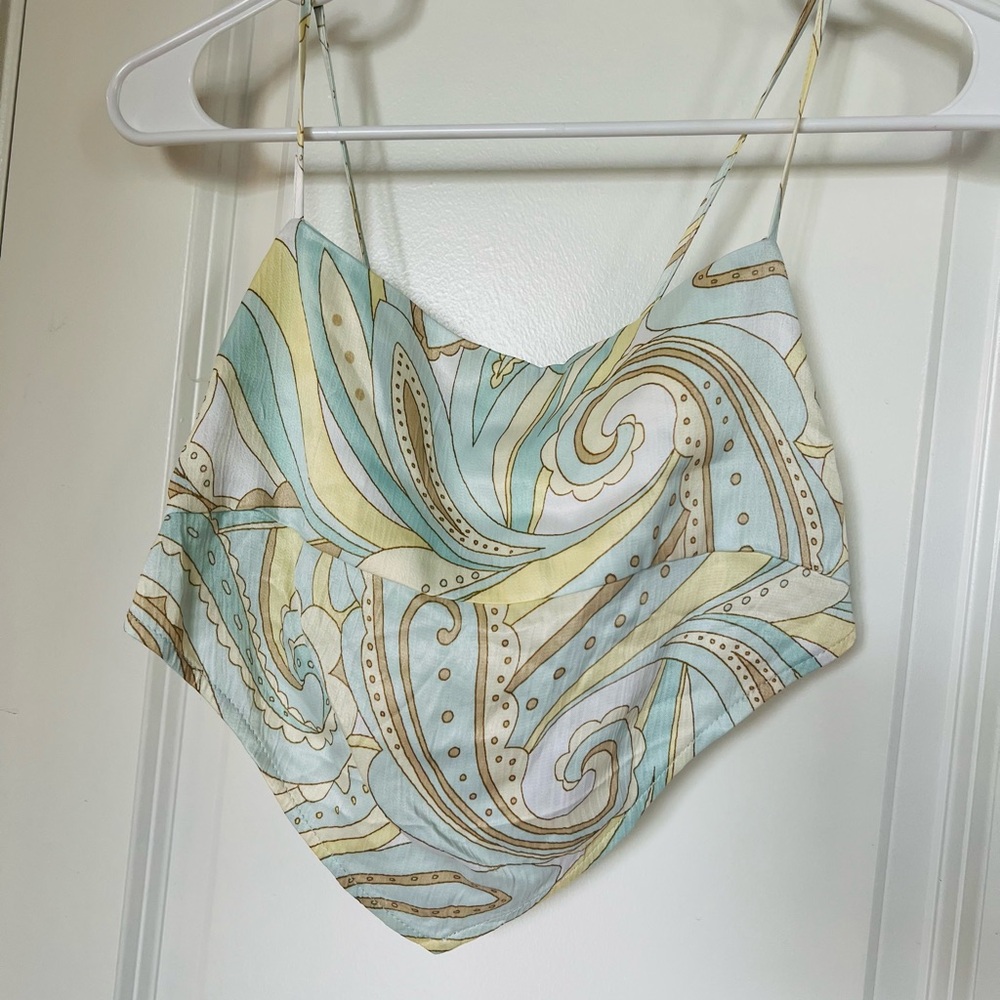 Forever 21 Floral Top in Light Blue and Cream